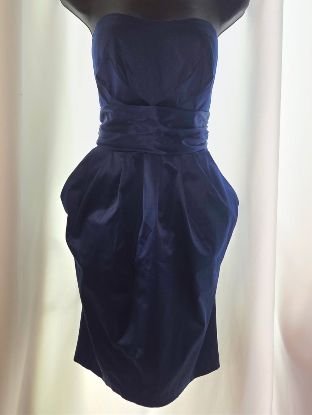 LC Lauren Conrad Strapless Navy Satin Cocktail Dress